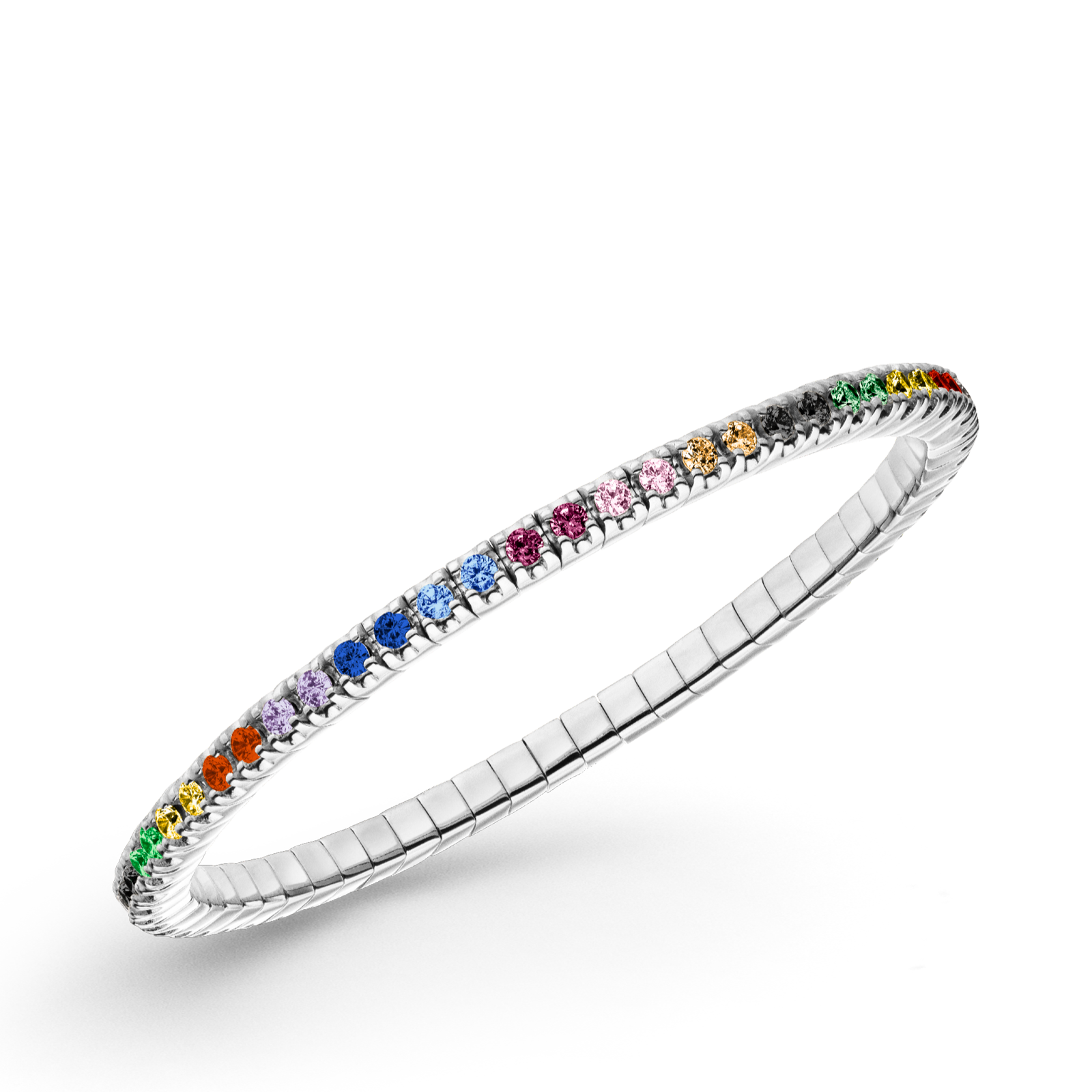 DAZZLING-COLOR FLEX BRAC 2.0 MM RAINBOW|925 rhodium plated