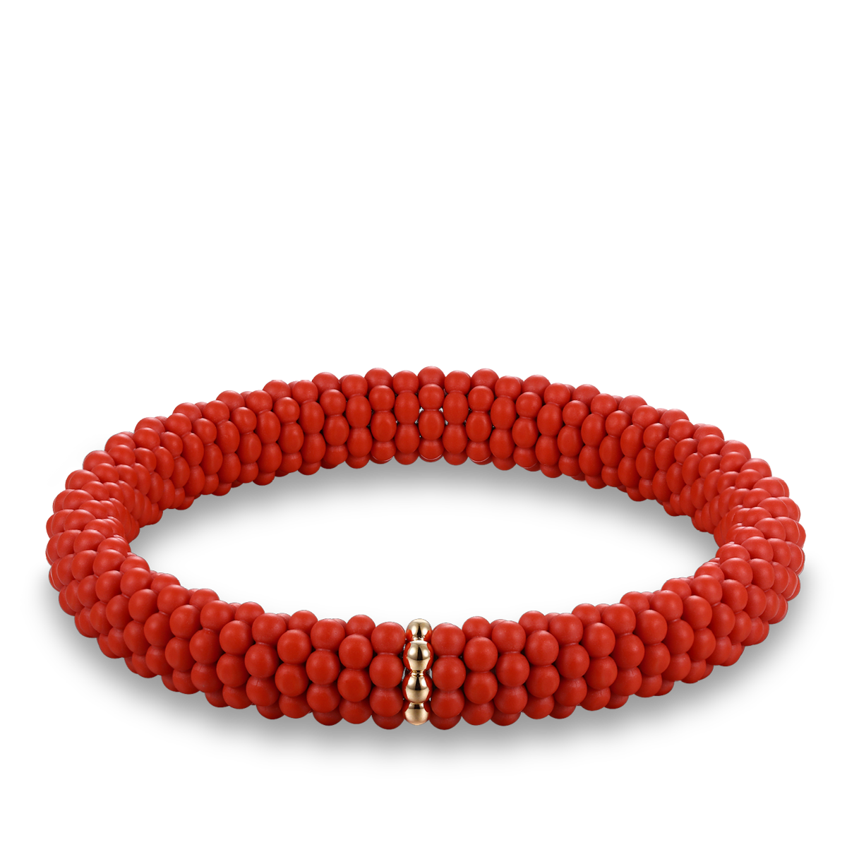Ceramic-Pearls bracelet Coral with 1 Gold-Element in 14 ct Gold