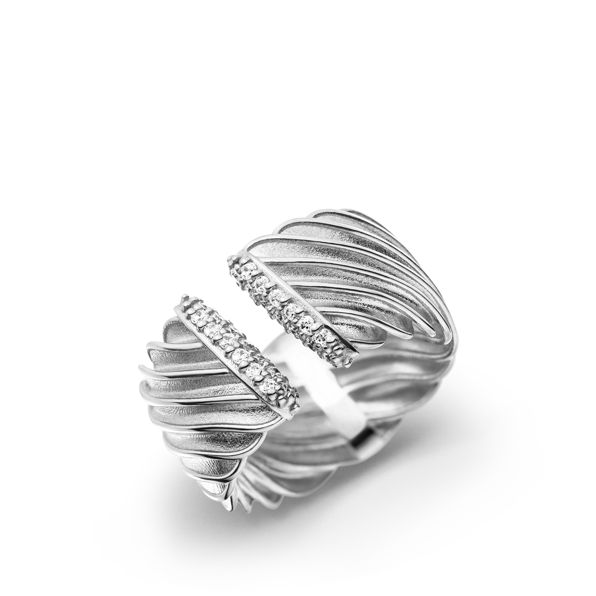 Modern Waves Ring 14.0 Open DBL Diamonds 