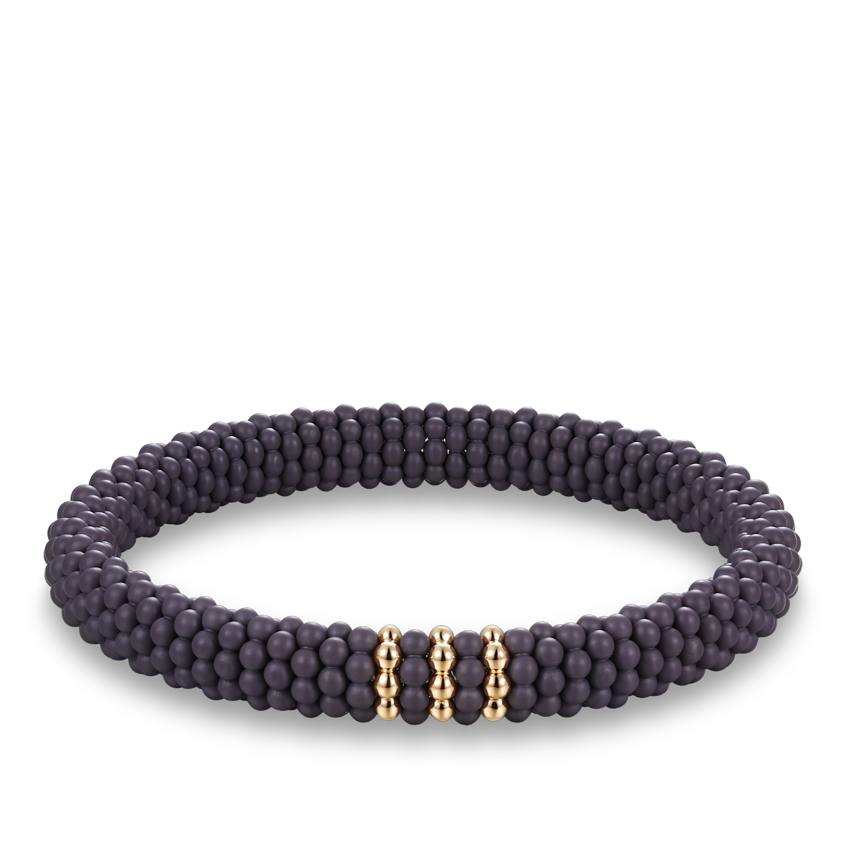 Ceramic-Pearls bracelet Brown 3 Elements in 14 K Gold with 9 Diamonds